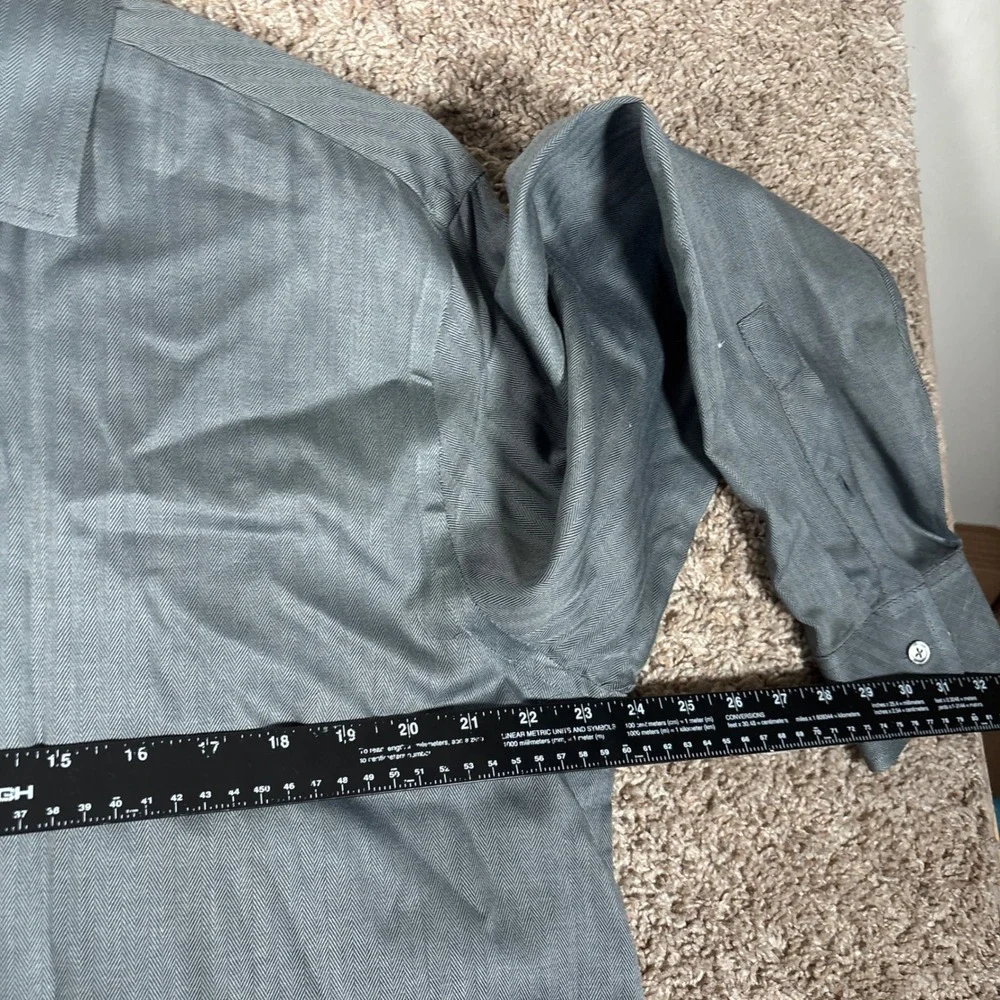Banana‎ Republic Classic Mens Grey Herringbone 100% Cotton Button Down Shirt L